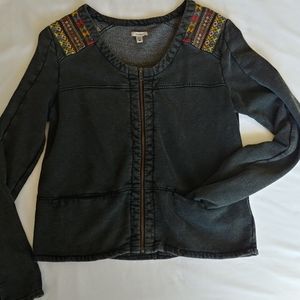 Black Ecoté Anthropologie jacket with pockets